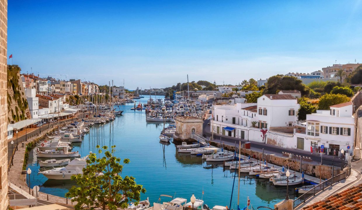 ciutadella port on sunny day, menorca